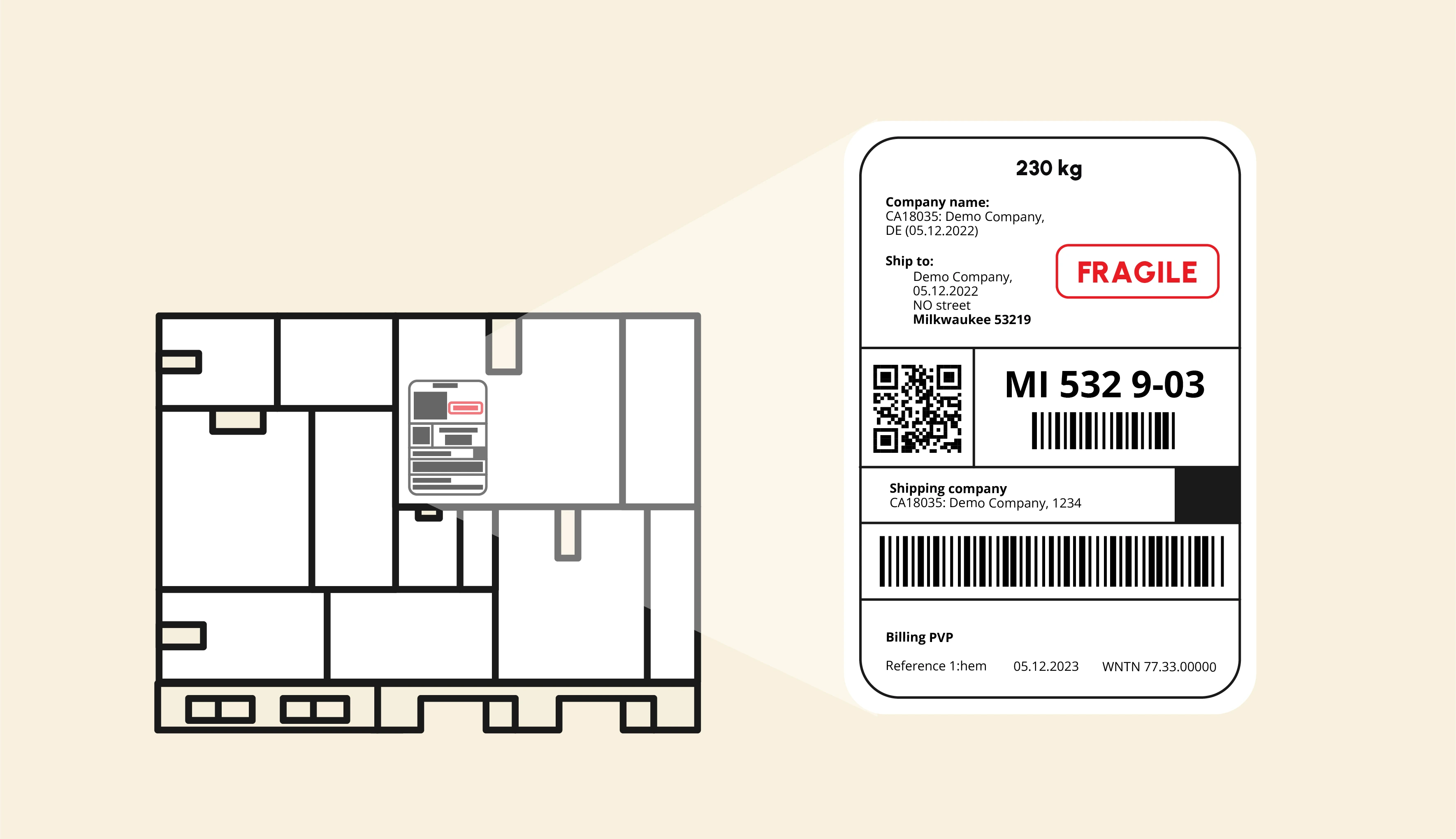 Shipping label on a pallet - Cargoson