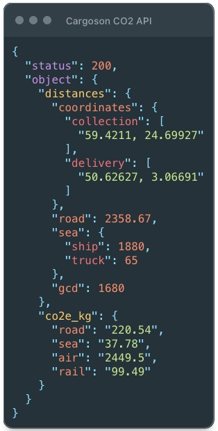 CO2 calculator API for transport and logistics by Cargoson