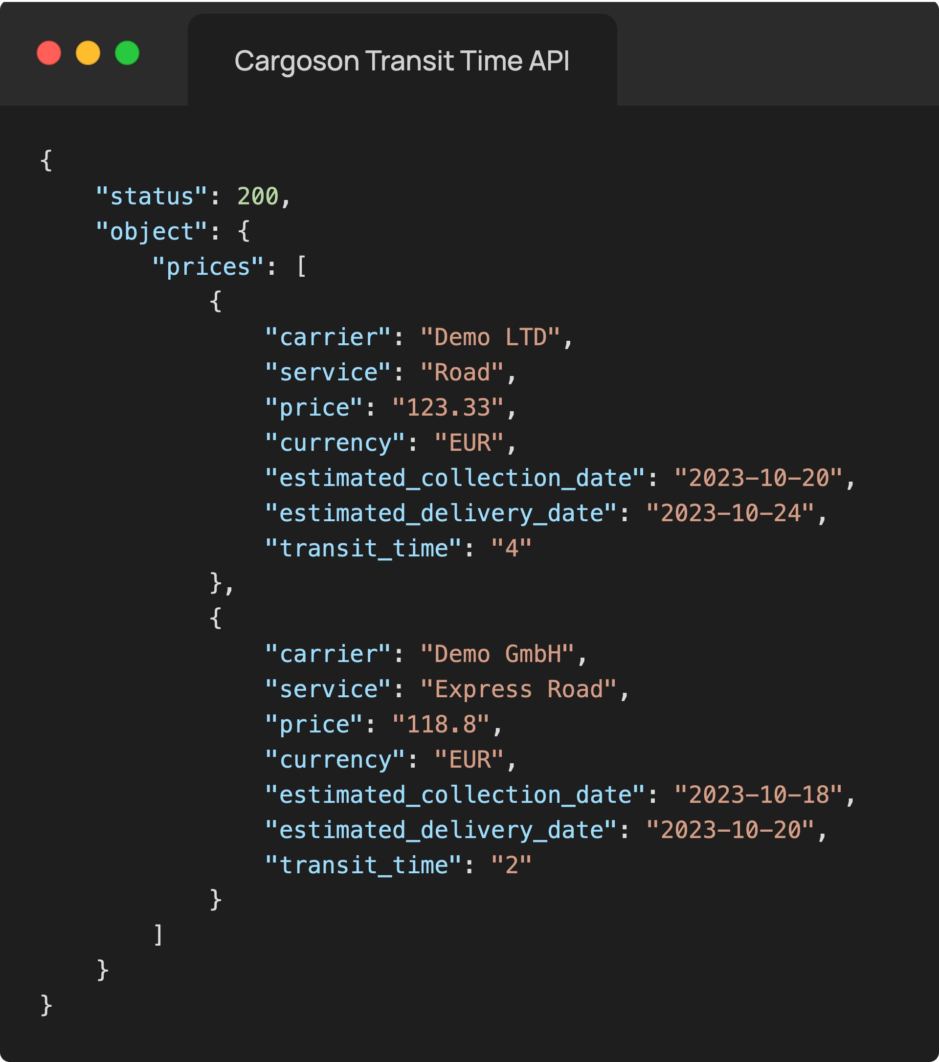 Multi-Carrier Freight Transit Time API by Cargoson