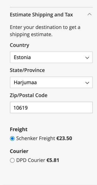 Magento Cargoson Shipping Options