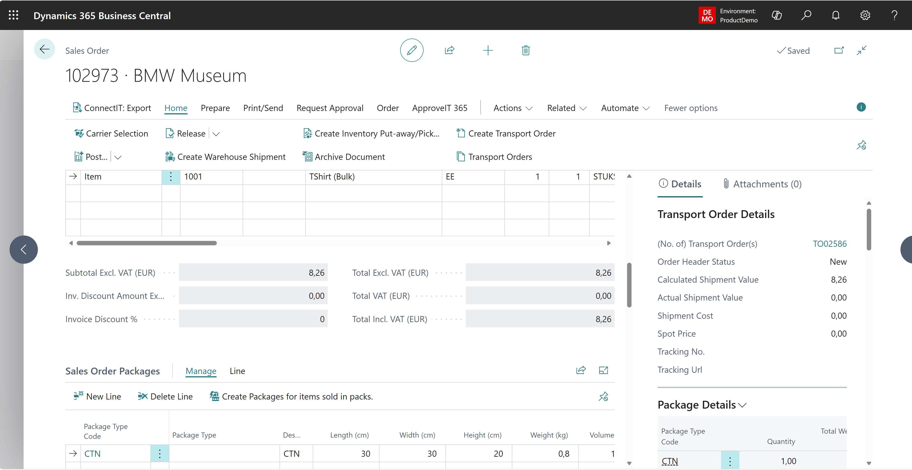 BC Sales Order with ShipIT 365