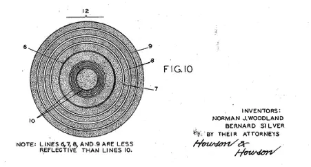 Pirmais, bultas formas svītrkods (1952)